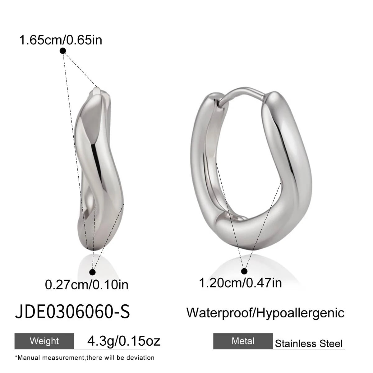 KIKA Delicate Wave Shape Clip Earrings  Gold PVD Plated Stainless Steel 316L
