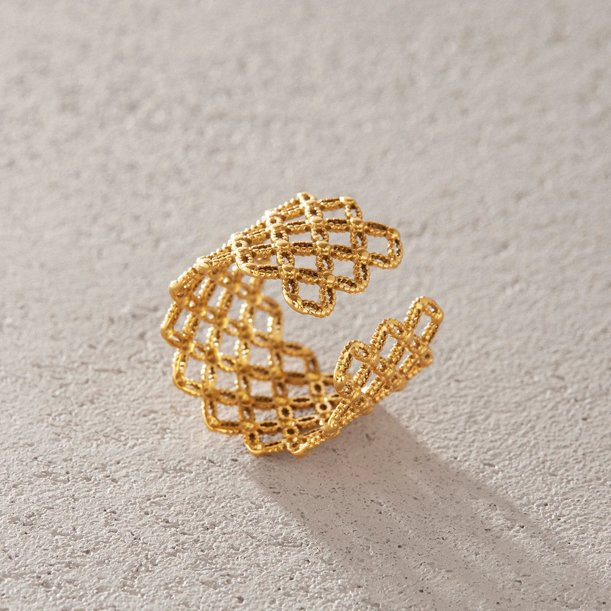 KIKA Classic Hollow Open Mesh Rings PVD Plated Stainless Steel 316L