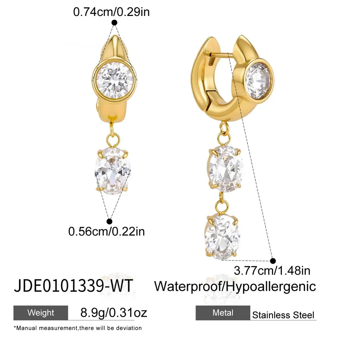 Kika Elegant Geometric Zircon Drop Earrings