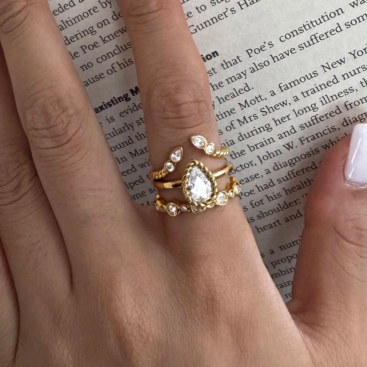 KIKA Delicate Geometric Zircon Stackable Rings For Women Minimalist 18K Gold Plated Stainless Steel 316L