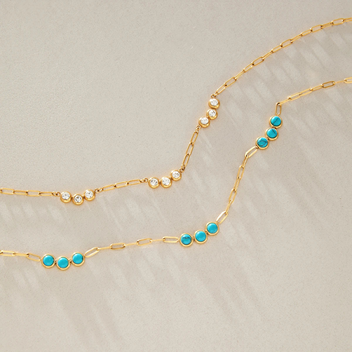KIKA Classic Round Turquoise Zircon Necklace For Women Minimalist 18K Gold PVD Plated Stainless Steel Necklace Fashion Jewelry