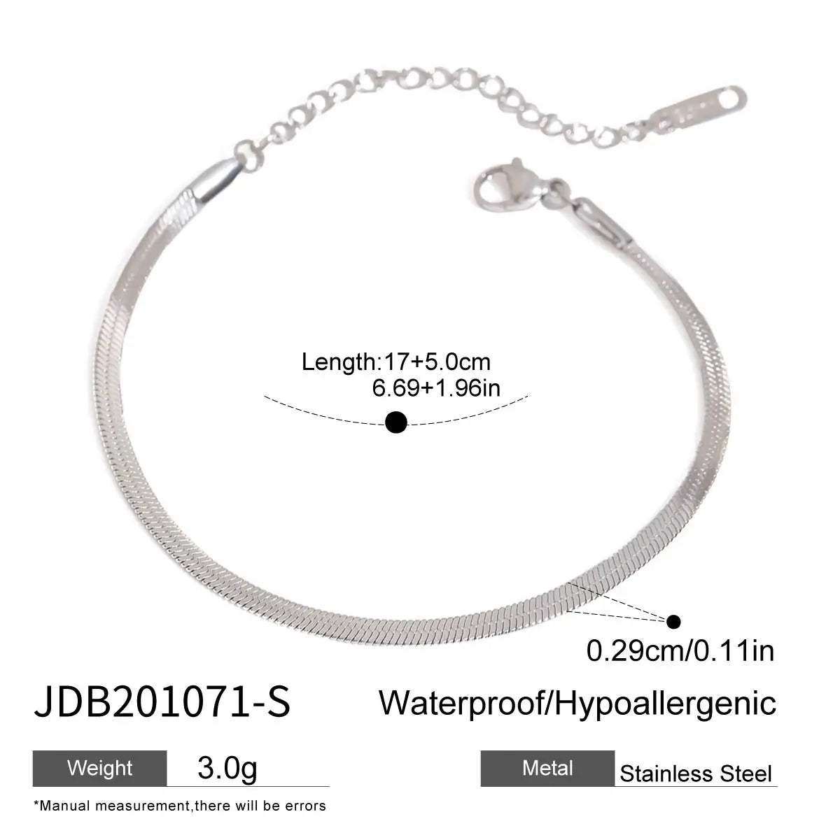 KIKA Stainless Steel 316L PVD Plated Snake Chain Bracelet
