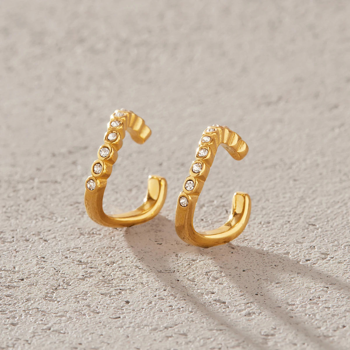 KIKA Delicate Crystal Non-piercing Ear Clips Minimalist 18K Gold PVD Plated Stainless Steel 316L