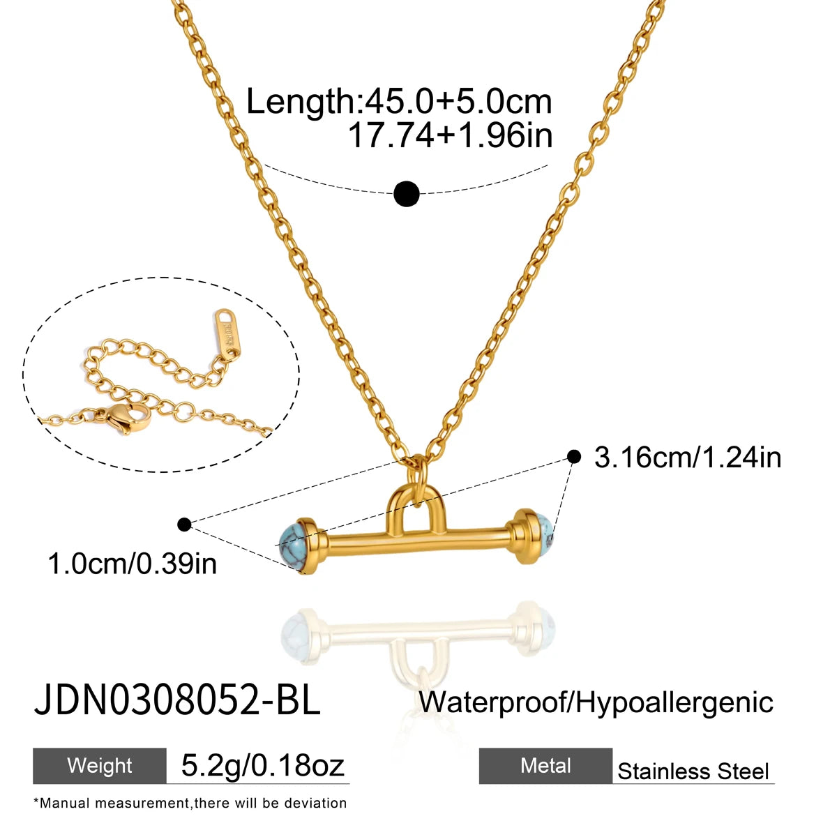 KIKA Natural Stone T Bar Pendant Necklace For Women Minimalist 18K Gold PVD Plated Stainless Steel Necklace Fashion Jewelry