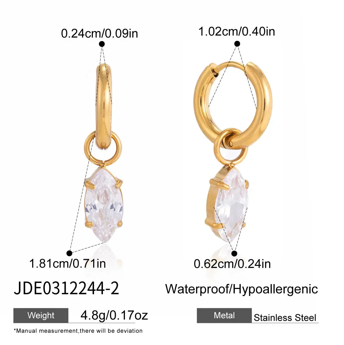 Shiny Cubic Zirconia Drop Earrings