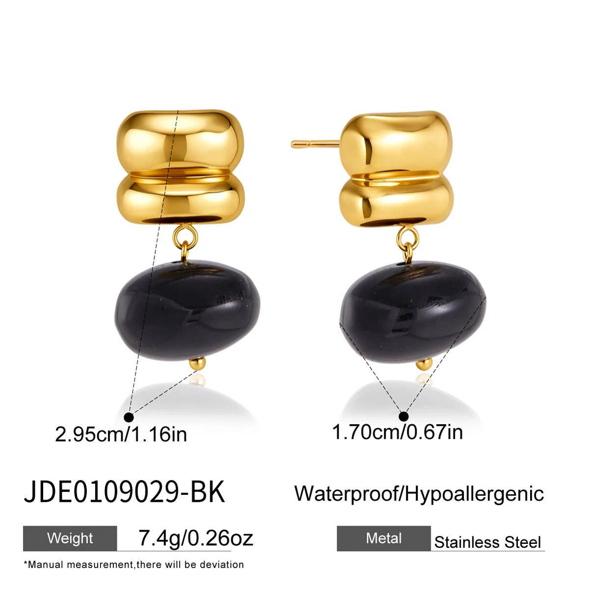 KIKA Multicolor Resin Drop Earrings Minimalist 18K Gold PVD Plated Stainless Steel 316L