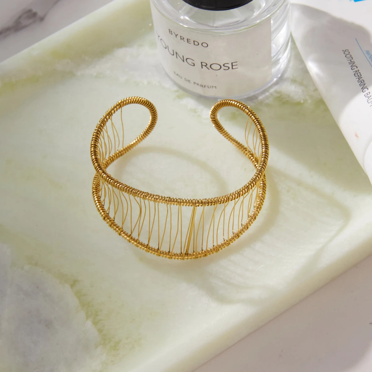 KIKA Multi Layer Hollowed Out Winding Linear Wide Face Bracelet PVD Plated Stainless Steel 316L