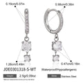 KIKA Green Glass White Zircon Drop Earrings PVD Gold Plated Stainless Steel 316L