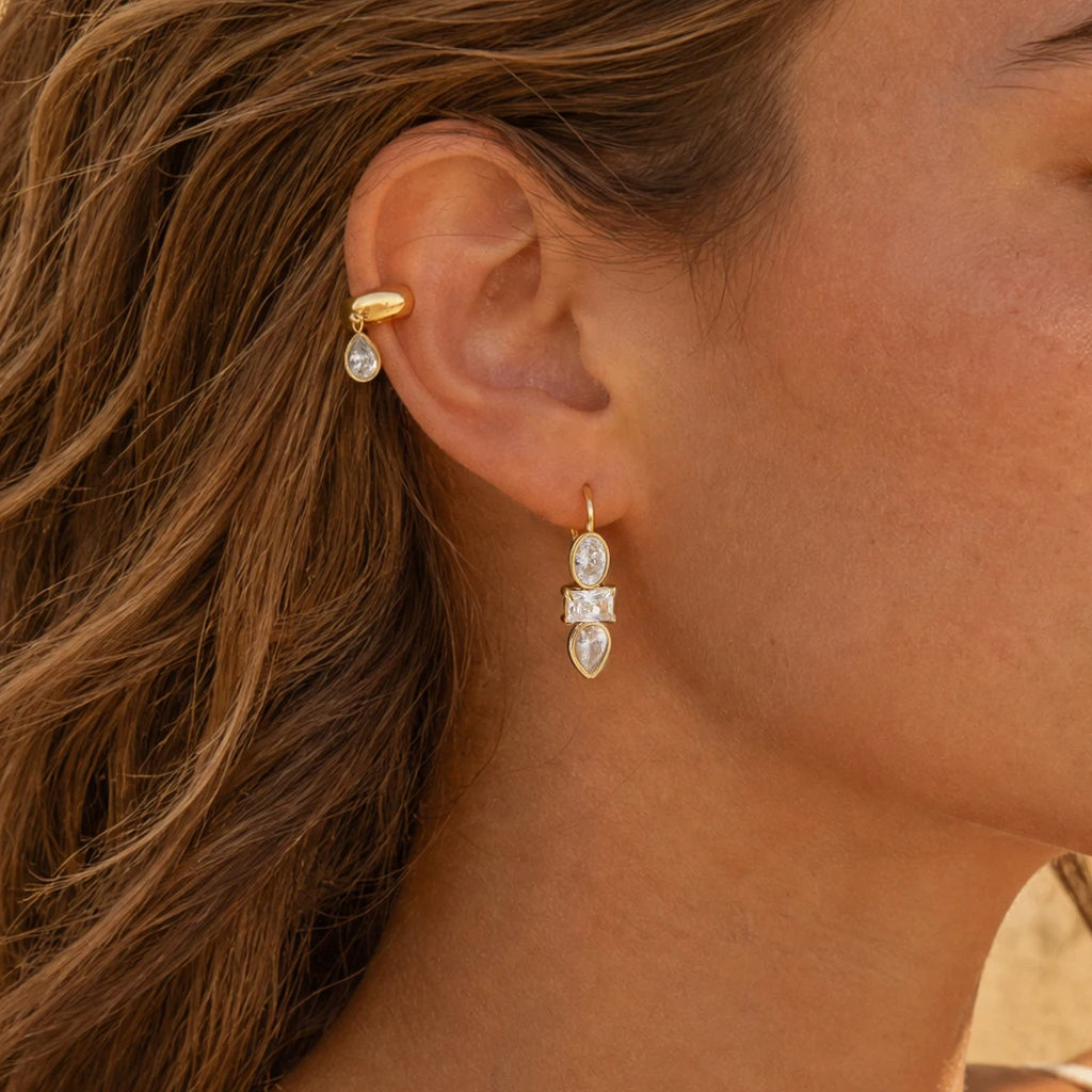 Kika Elegant Geometric Zircon Drop Earrings 18K Gold PVD Plated Stainless Steel 316L