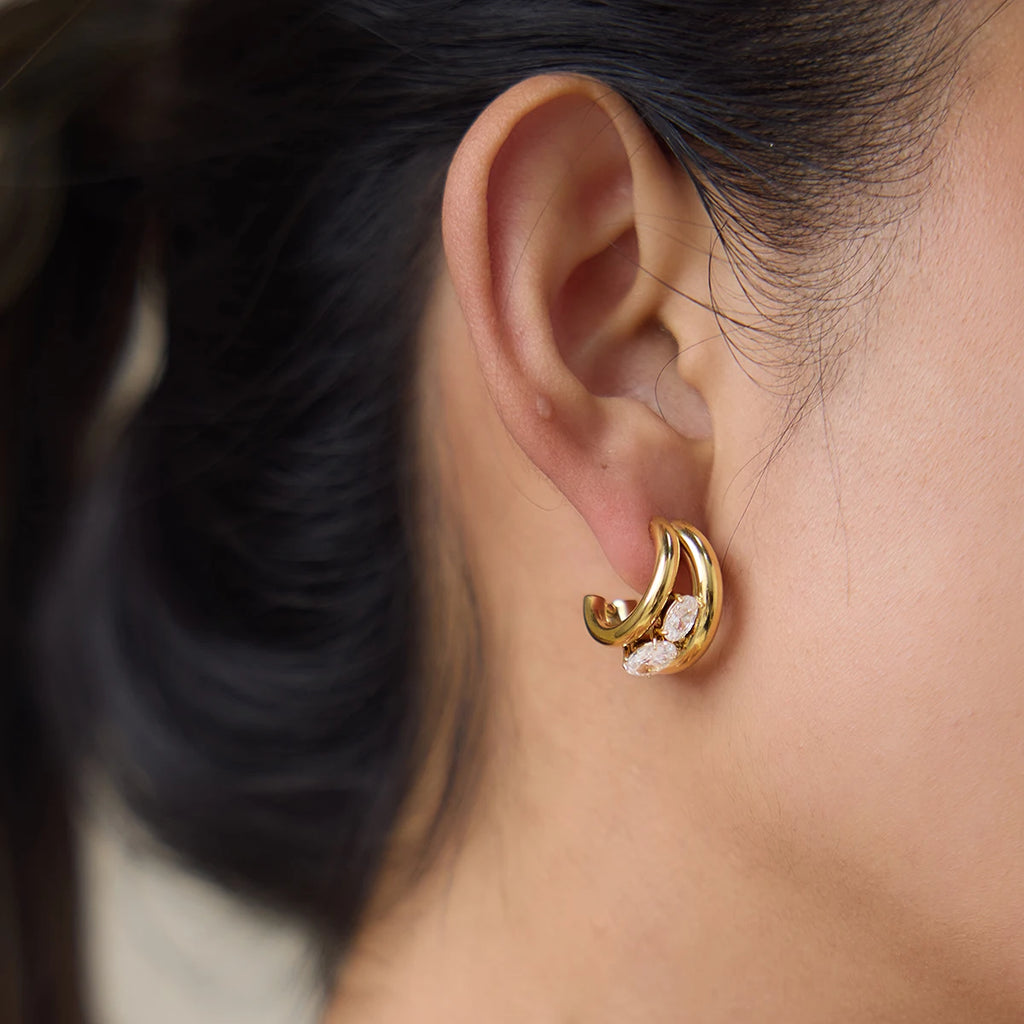 Kika Delicate Double-Layer Hollow C-Ring Earrings