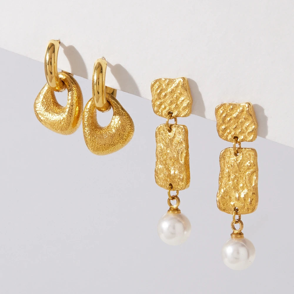 Kika Classic Geometric Drop Earrings 18K Gold PVD Plated Stainless Steel 316L