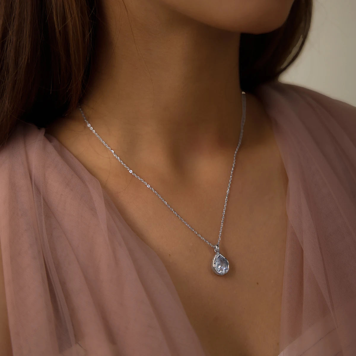 Kika Classic Geometric Zircon Pendant Necklace Minimalist 18K Gold Plated Stainless Steel 316L