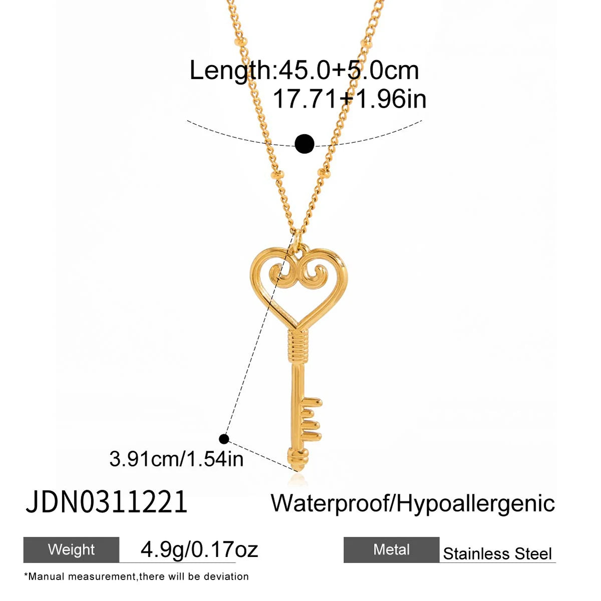 Kika Gold Color Plated Zircon Love Lock And Key Pendant Necklace