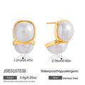 KIKA Elegant Classic 18K Gold Color PVD Plated Inlay Acrylic Pearl C-Shape Earring Hypoallergenic Stainless Steel 316L