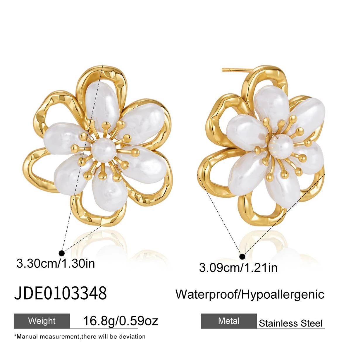 Kika Elegant Imitation Pearl Flower Stud Earrings