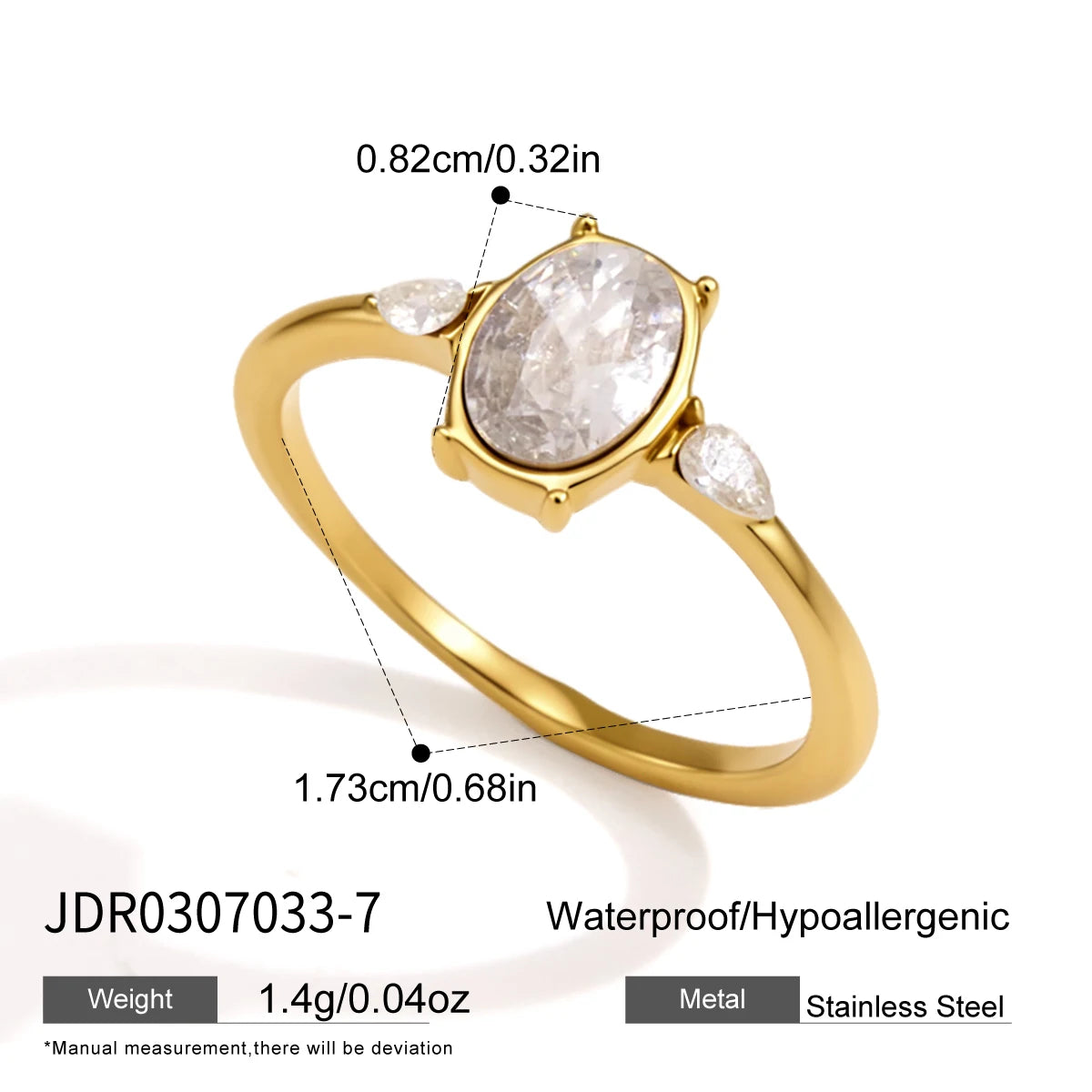 KIKA Delicate Geometric Zircon Open Rings For Women Minimalist 18K Gold PVD Plated Stainless Steel Rings Fashion Jewelry Gift