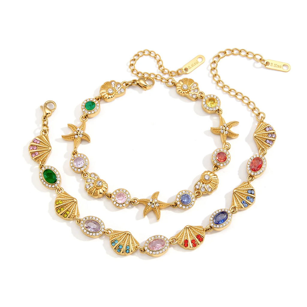 Kika Delicate Colorful Shell Conch Starfish Bracelet