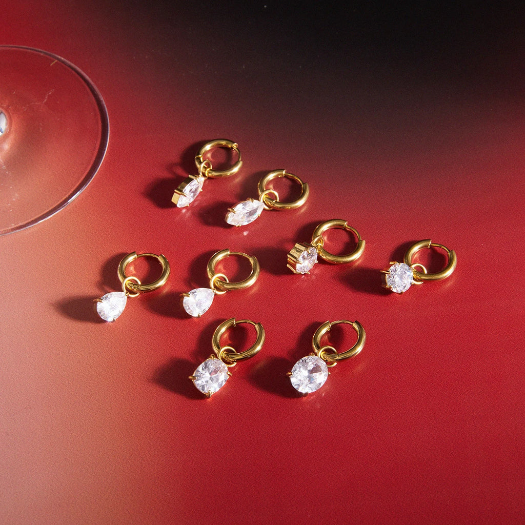 Shiny Cubic Zirconia Drop Earrings