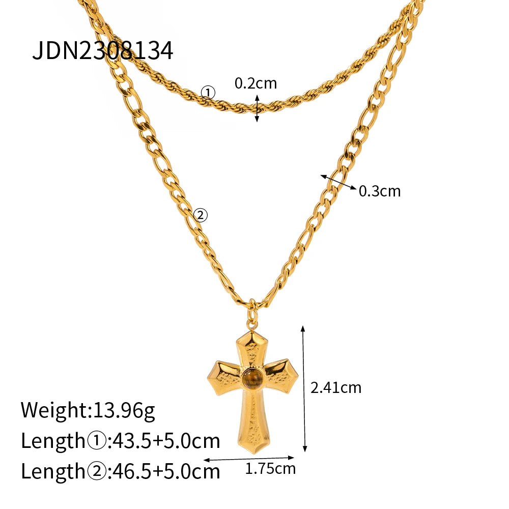 Kika Delicate Shiny Cubic Zirconia 316L Cross Pendant Necklace