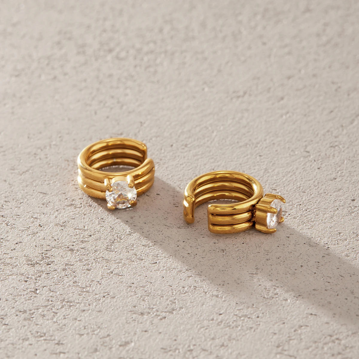 Kika Round Zircon Non-piercing Ear Clips Minimalist 18K Gold Plated Stainless Steel 316L