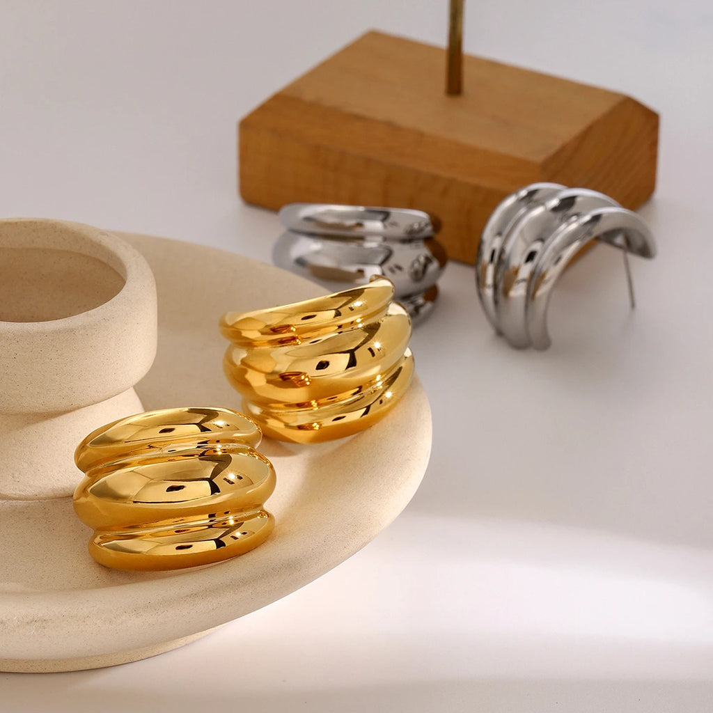 Kika Geometric Unusual Huggie Earrings
