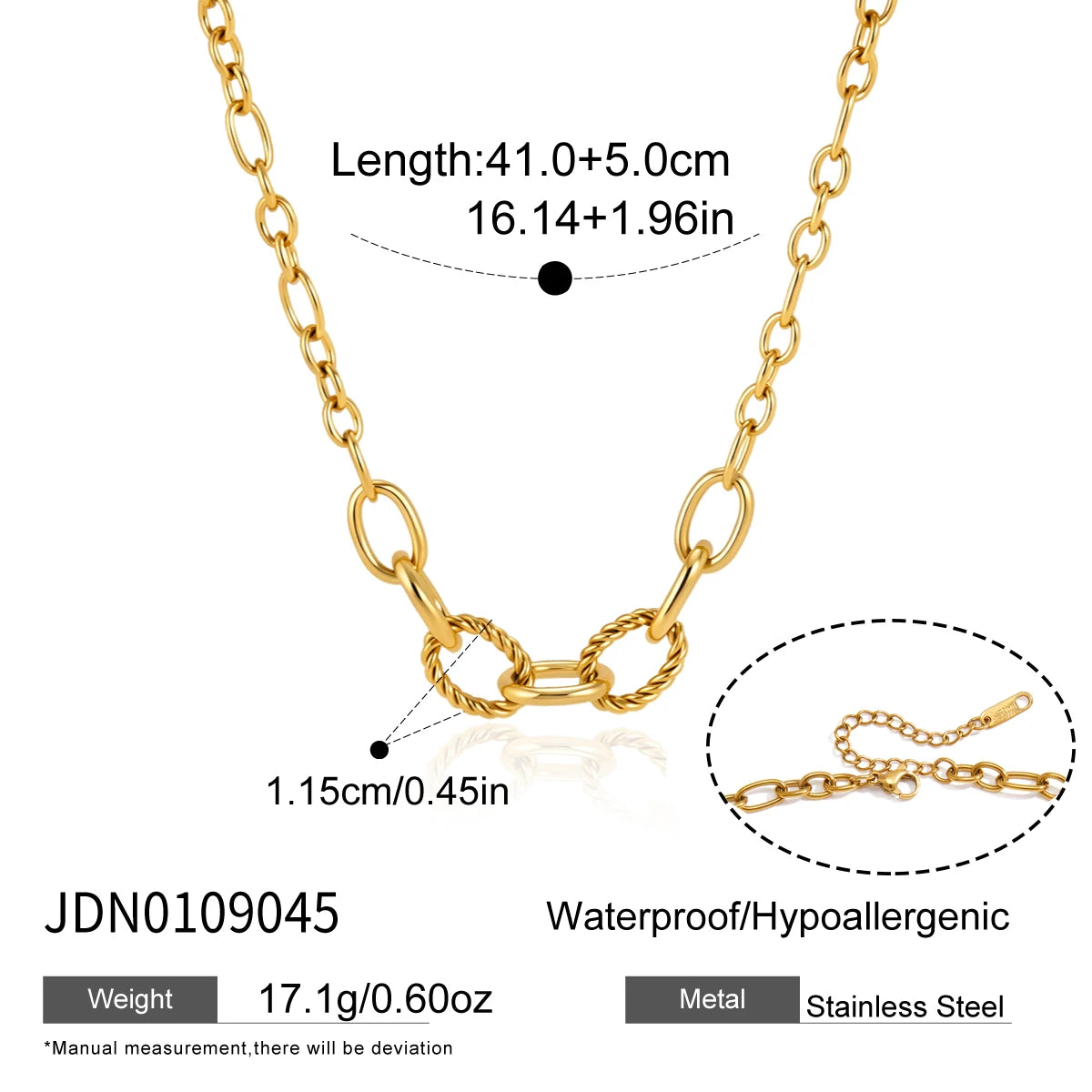KIKA Classic Chain Necklace For Women Men Minimalist 18K Gold PVD Plated Stainless Steel Necklace Simple Fashion Jewelry Gift
