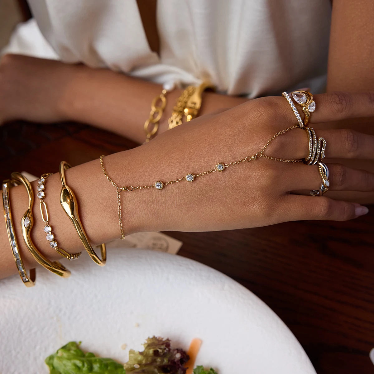 Kika Fashion Zircon Serpentine Bracelet Ring