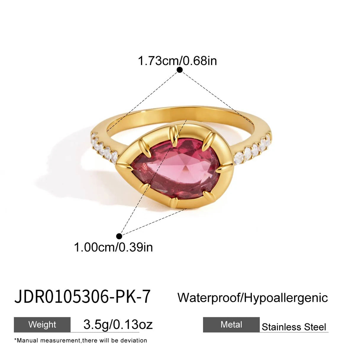 Kika Multicolor Geometric Zircon Rings For Women Minimalist 18K Gold PVD Plated Stainless Steel 315L