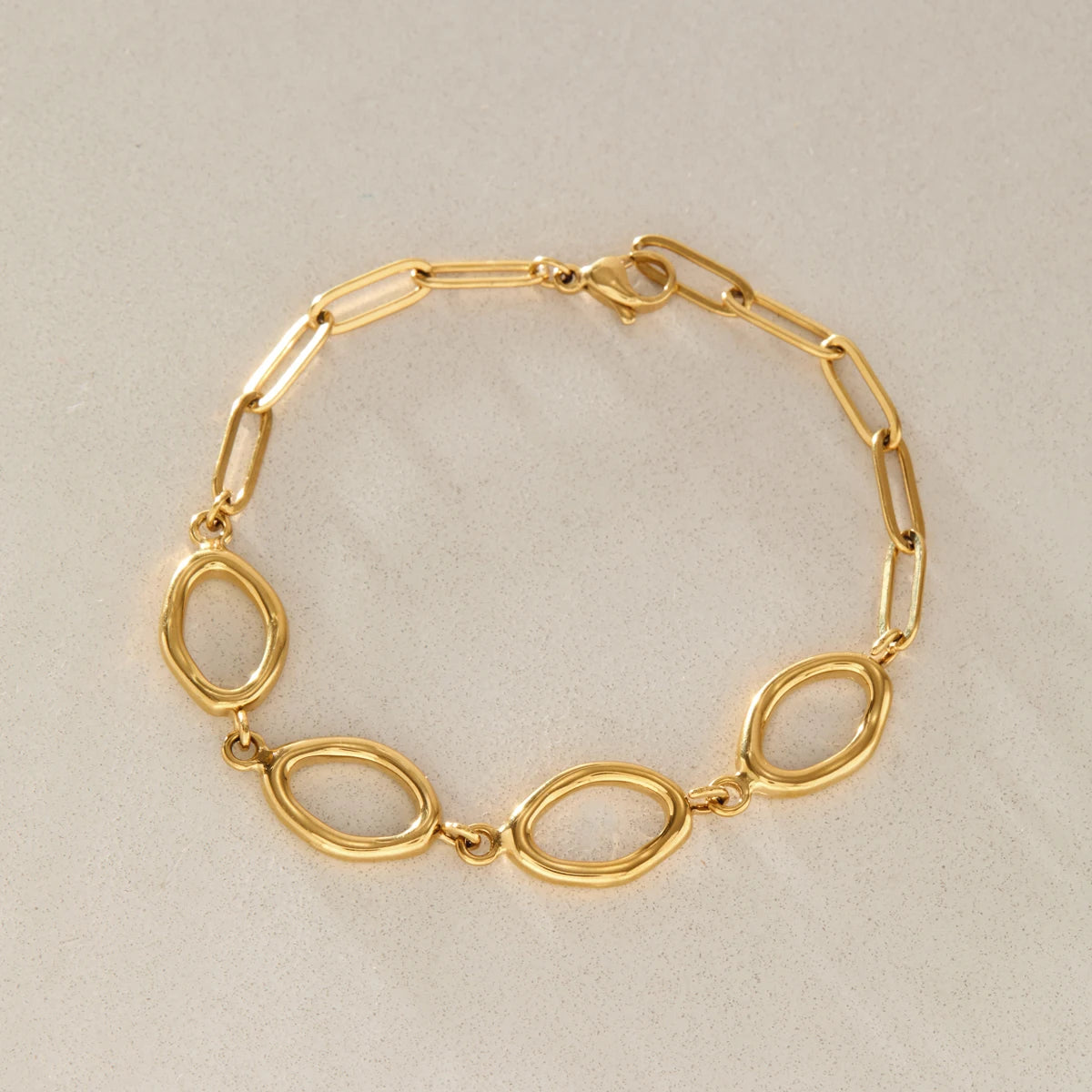 KIKA Classic Geometric Hollow Chain Bracelet For Women Minimalist 18K Gold PVD Plated Stainless Steel Bracelet Fashion Jewelry