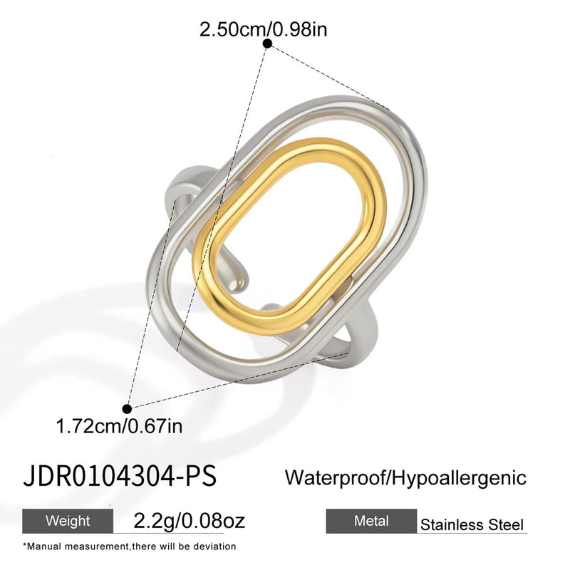 Kika Minimalist Oval Shape Mixed Color Open Rings