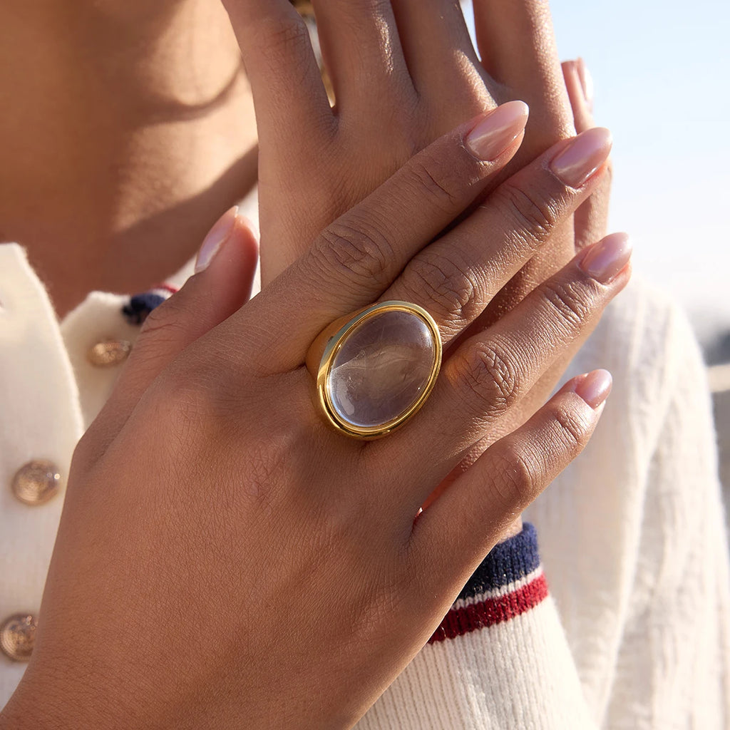 Classic Egg-Shaped Transparent Resin Ring