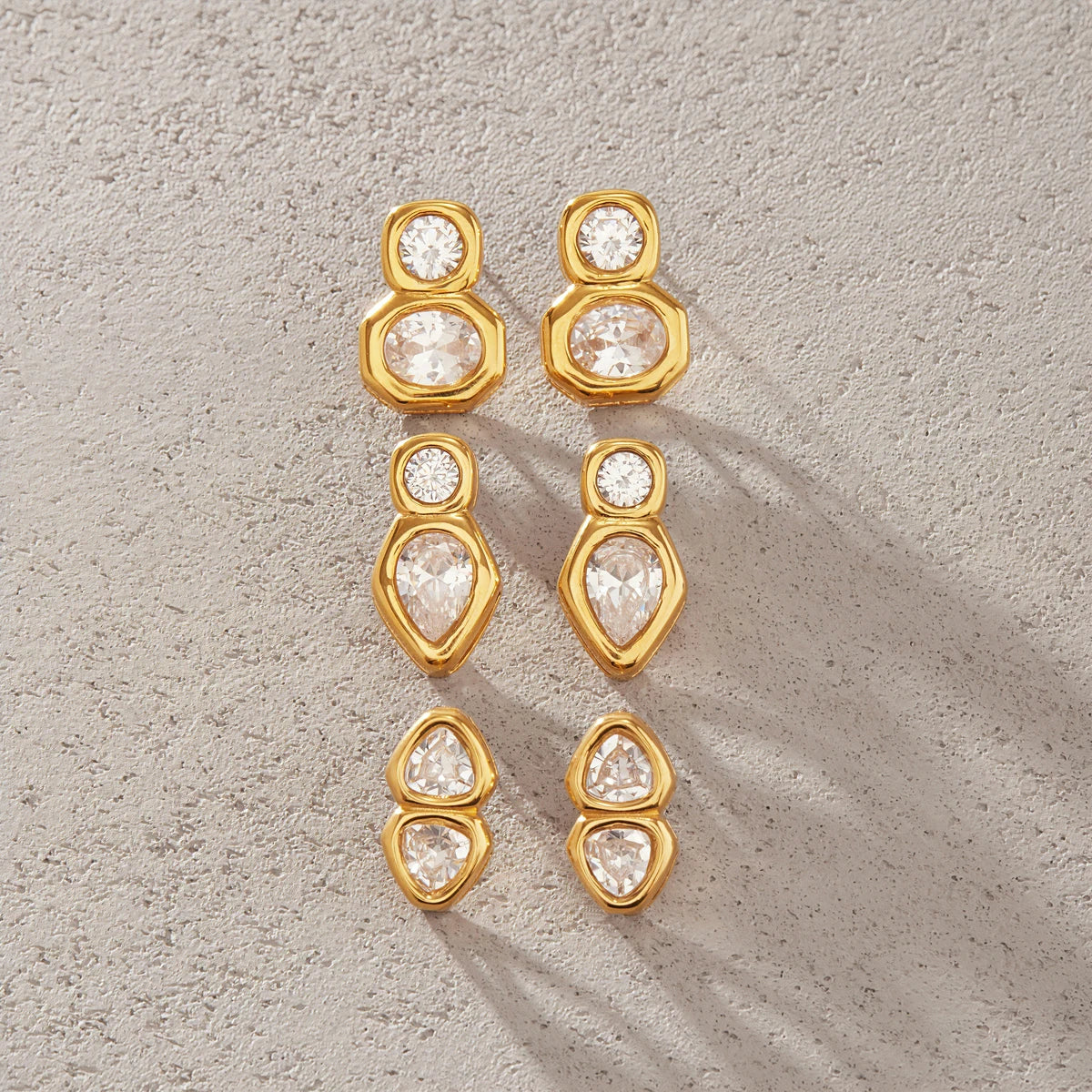KIKA Luxury Geometric Zircon Stud Earrings PVD Plated Stainless Steel316L