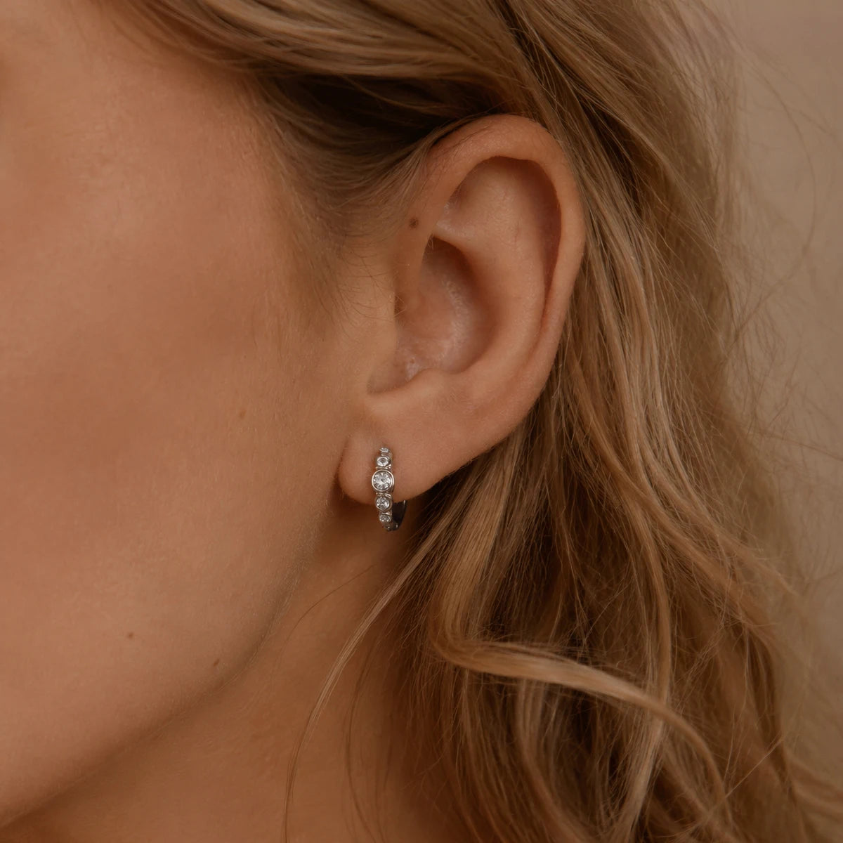 KIKA Delicate Crystal Clip Earrings PVD Plated Stainless Steel