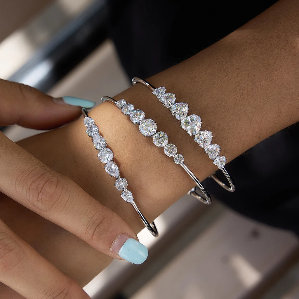 KIKA Delicate Geometric Zircon Cuff Bracelet  Stainless Steel 316L