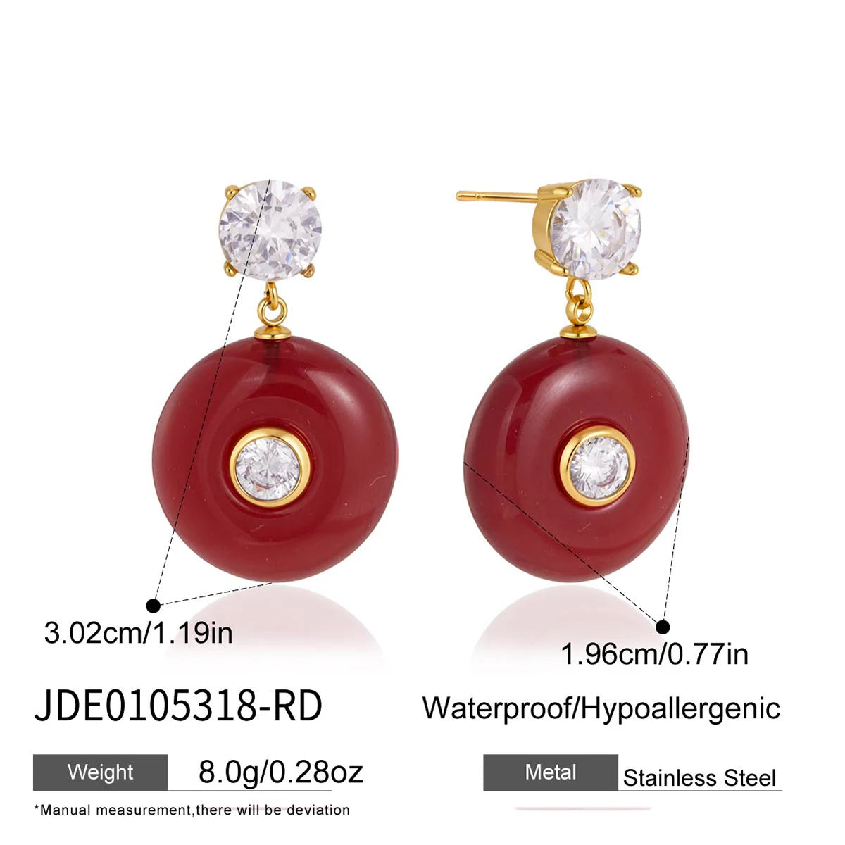 KIKA Multicolor Geometric Resin Drop Earrings PVD Gold Plated Stainless Steel 316L