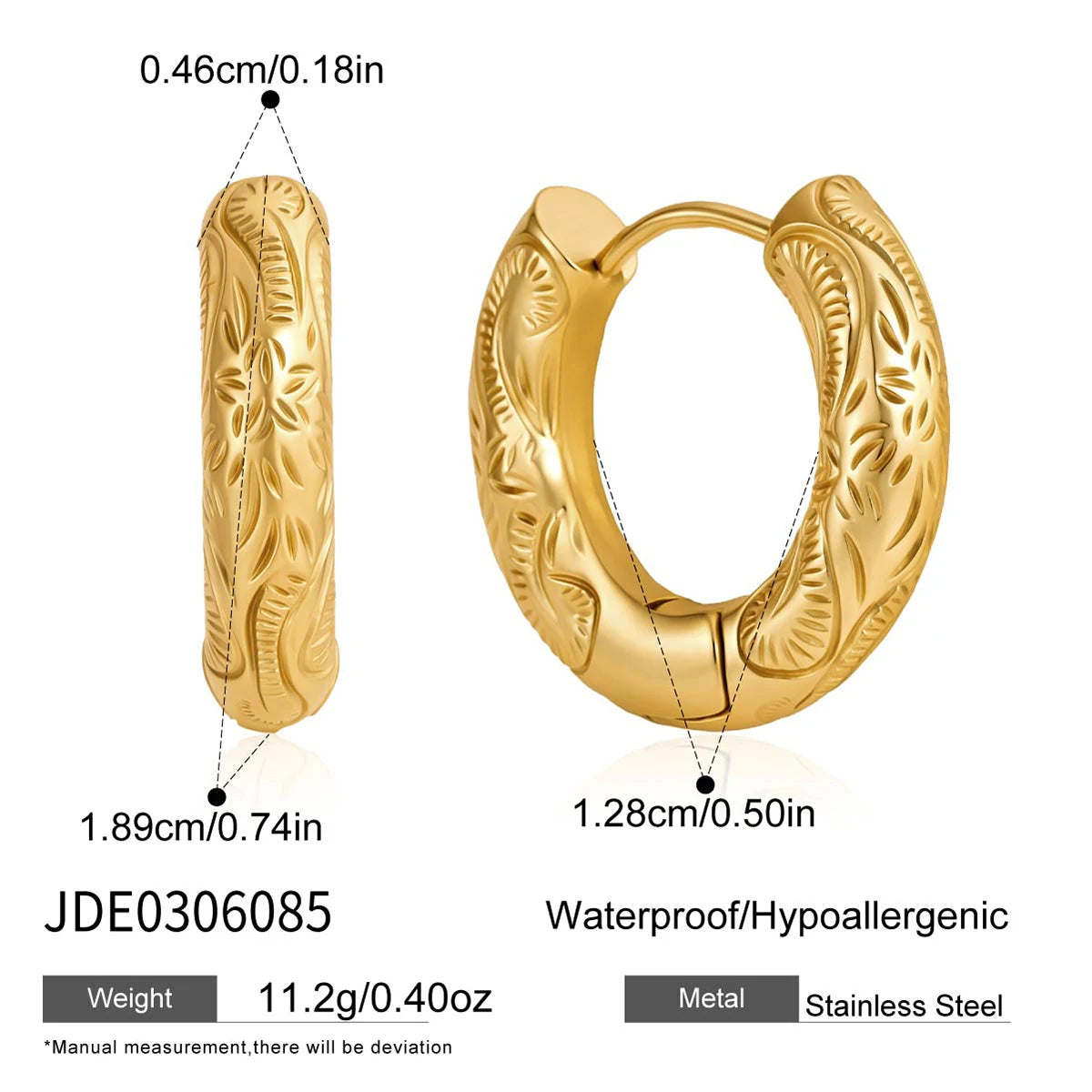 Kika Vintage Geometric Clip Earrings 18K Gold PVD Plated Stainless Steel 316L
