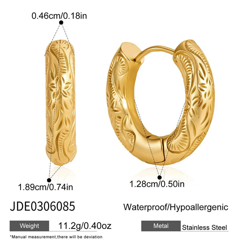 Kika Vintage Geometric Clip Earrings 18K Gold PVD Plated Stainless Steel 316L
