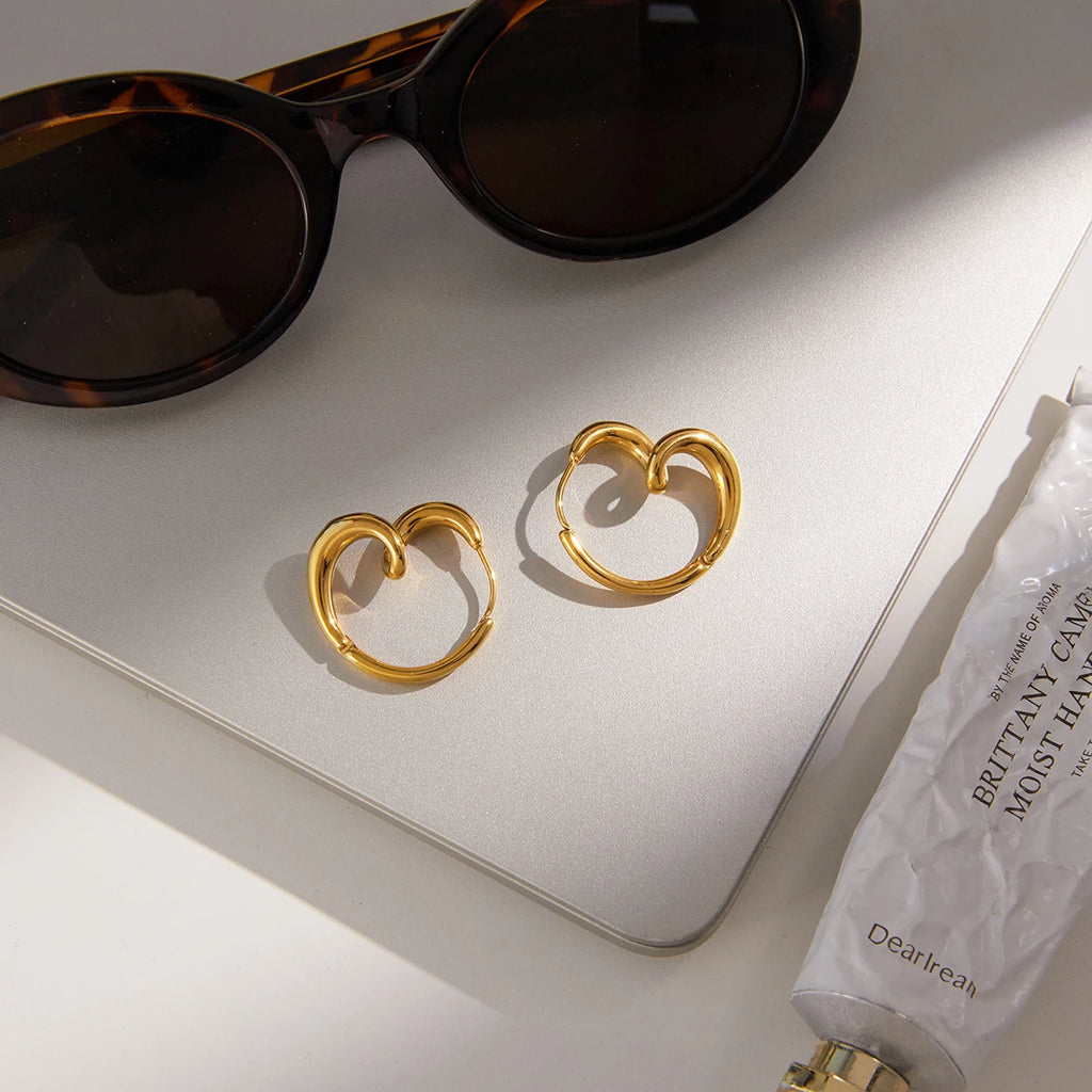 Heart Shape Earring Women PVD Gold Plated Stainless Steel