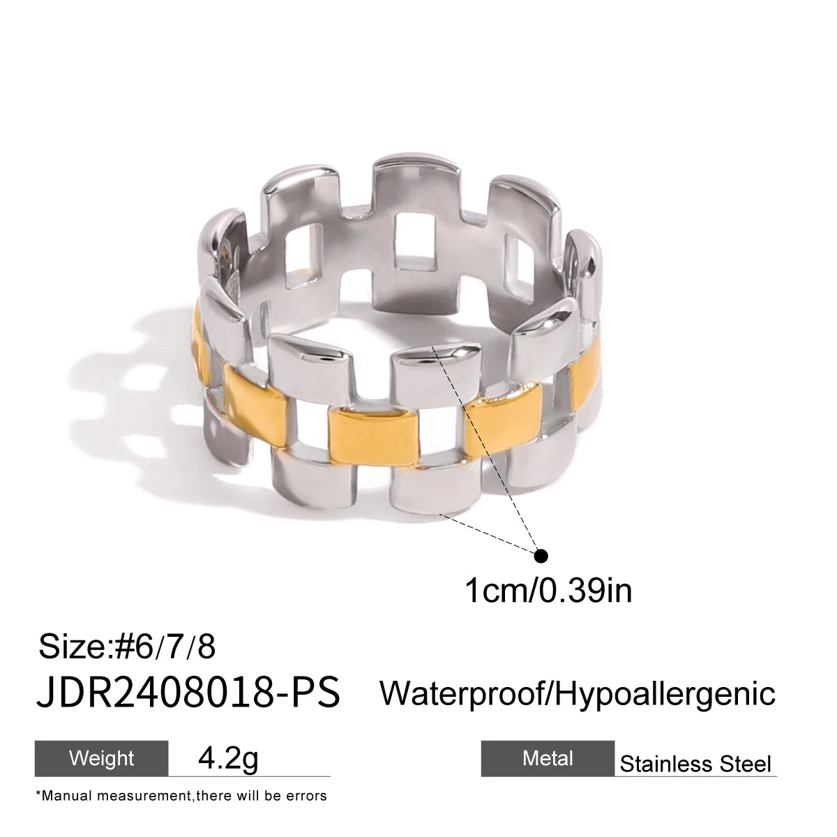 KIKA Fashion Square Hollow Two tone Ring Stainless Steel 316L