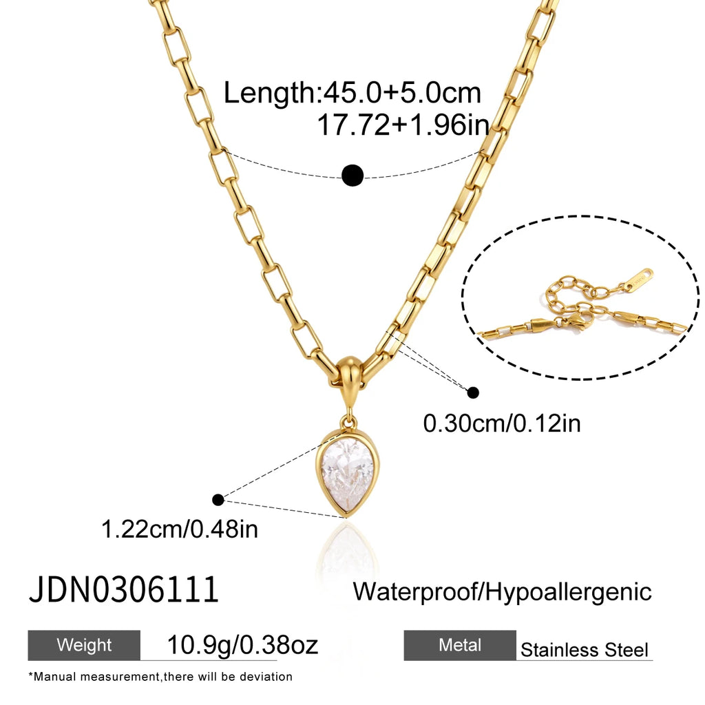 Kika Geometric Zircon Pendant Necklace 18K Gold PVD Plated Stainless Steel 316L