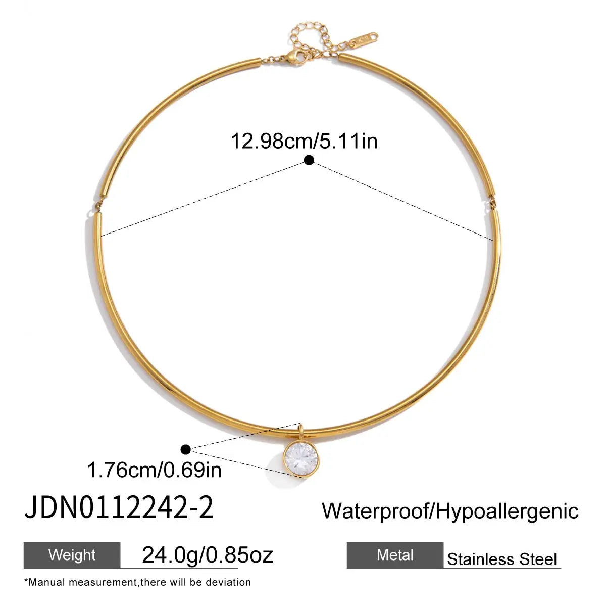 Kika Delicate Geometric Zircon Pendant Torques Necklace