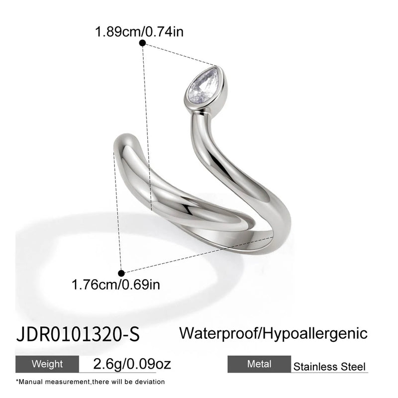 Kika Delicate steel color Snake Shape Double Layered Open Ring
