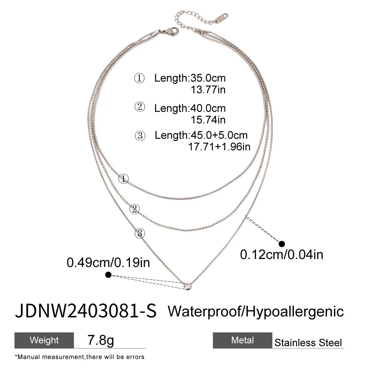 Flat Snake Chain Layer Necklace Stainless Steel Snake Rope Chain