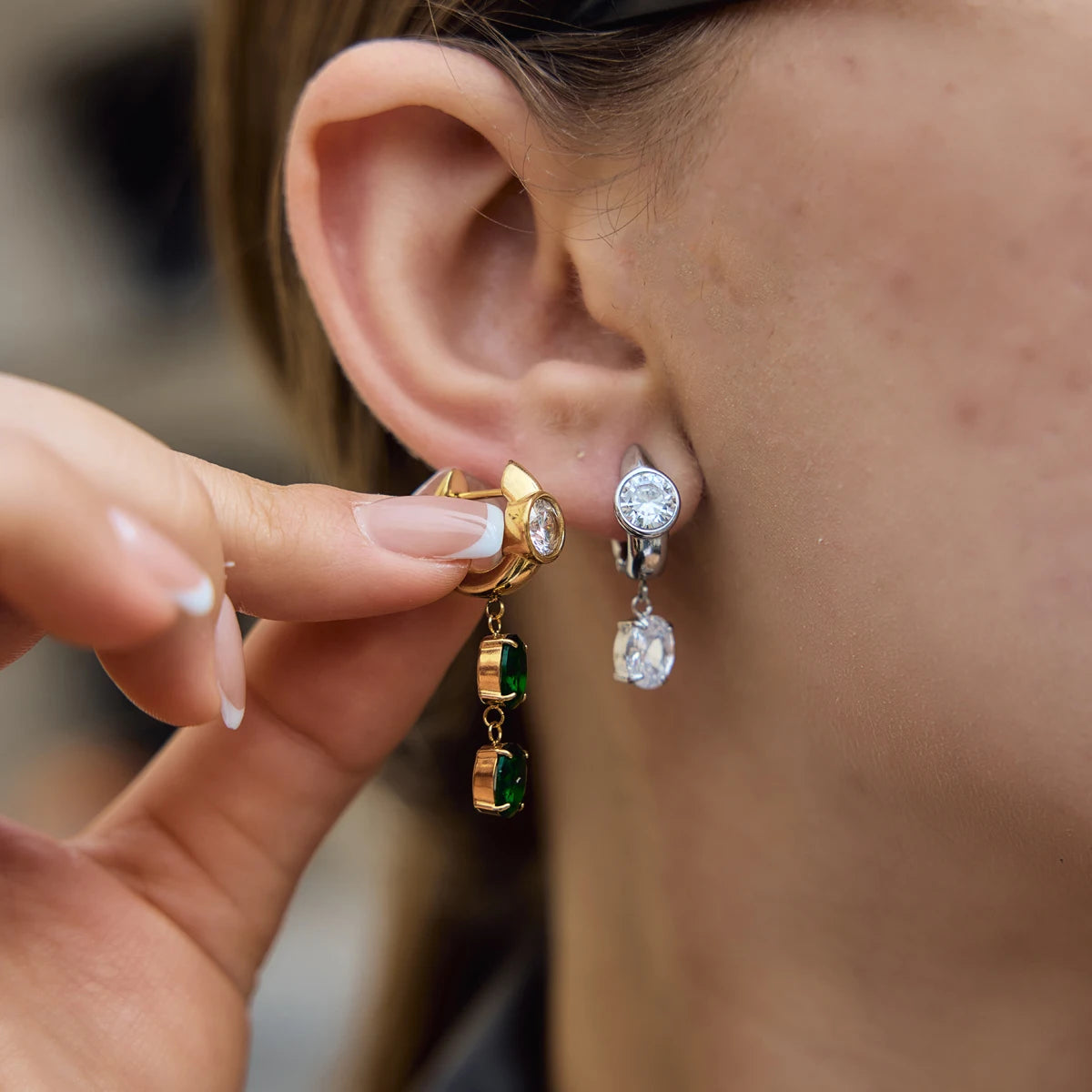 Kika Elegant Geometric Zircon Drop Earrings