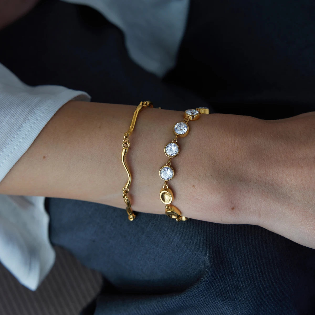 KIKA Classic Wave Shape Chain Bracelet For Women Minimalist 18K Gold PVD Plated Stainless Steel Bracelet Fashion Jewelry Gift