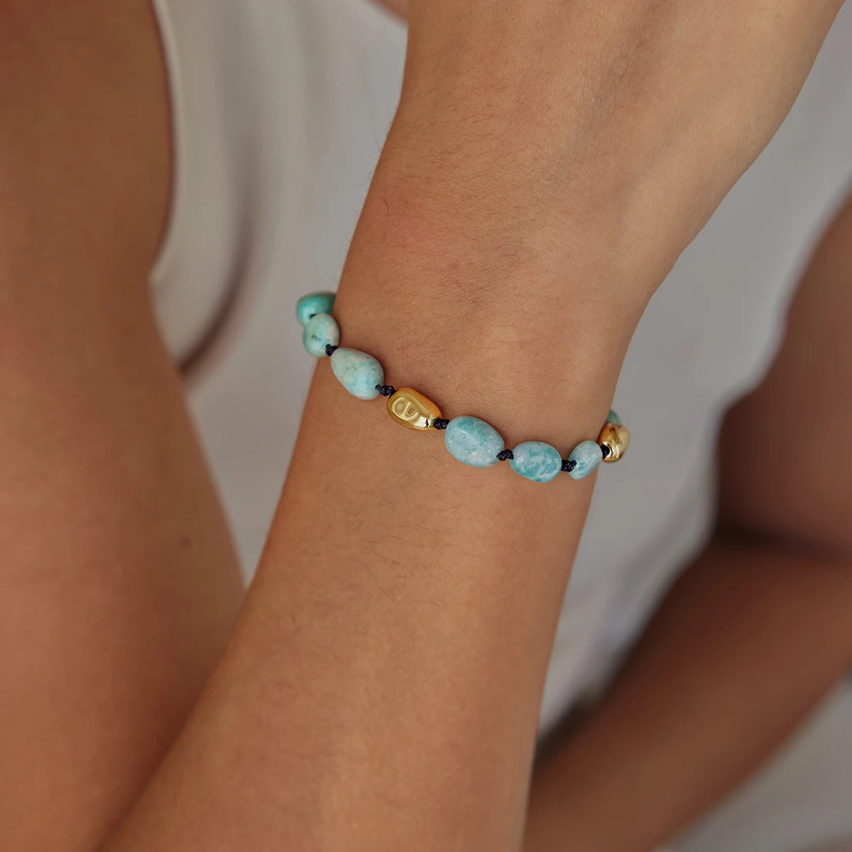 KIKA Elegant Natural Stone CCB Beads Bracelet For Women Minimalist 18K Gold Plated Stainless Steel Bracelet Fashion Jewelry