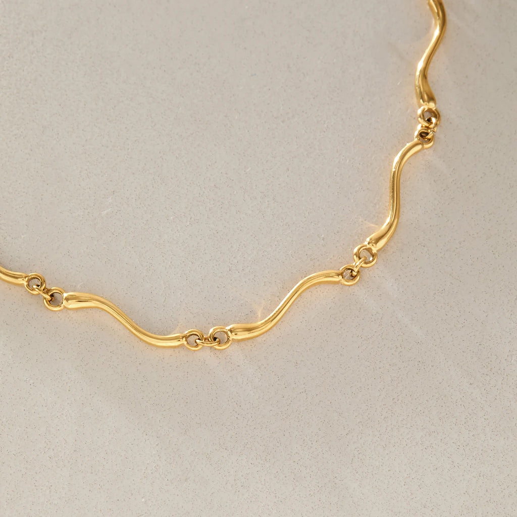 KIKA Classic Wave Shape Chain Bracelet For Women Minimalist 18K Gold PVD Plated Stainless Steel Bracelet Fashion Jewelry Gift