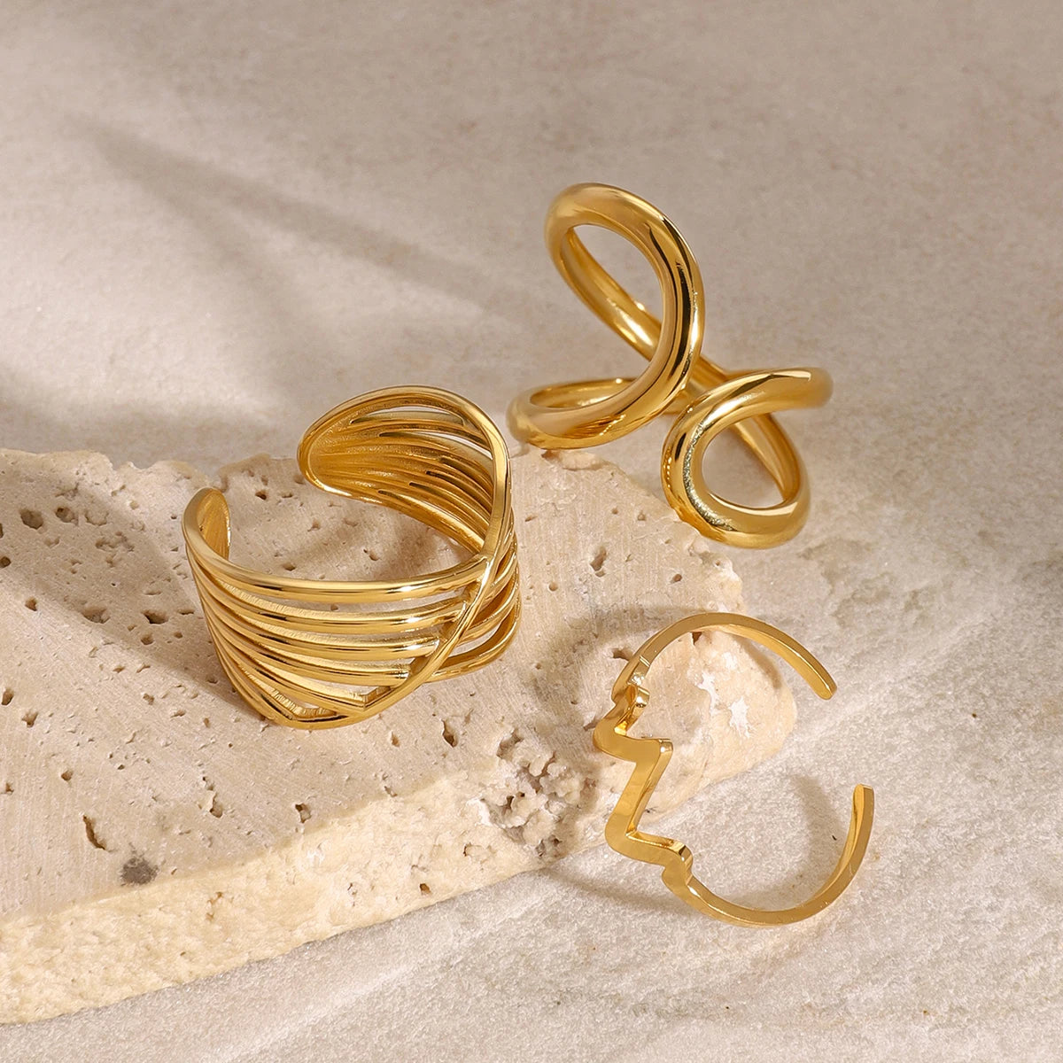Fashion Texture Irregular Ring Stackable
