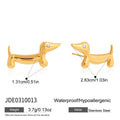 Kika White Rhinestone Sausage Dog Puppy Earrings