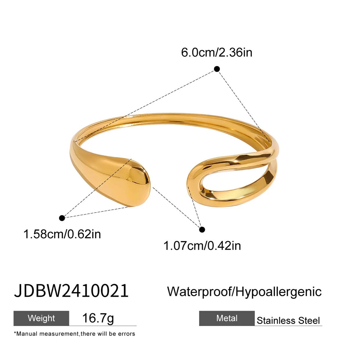 KIKA  Fashion Geometric Rectangular Belt Watch Two tone Chain Bracelet Stainless Steel 316L PVD Plated